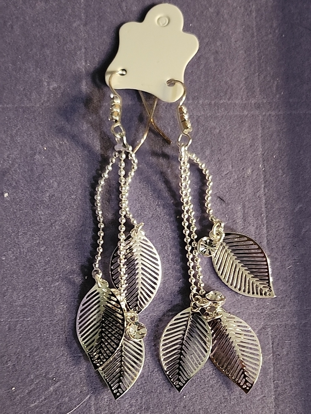 Dainty Silver Leaf Dangle Earrings for Women
